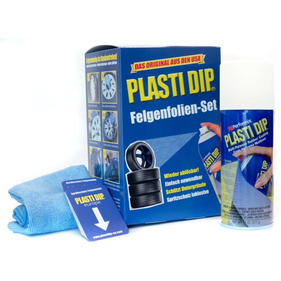 Plasti Dip Felgenfolien-Set 4x Weiß inkl. Mikrofasertuch und Sprühkarten